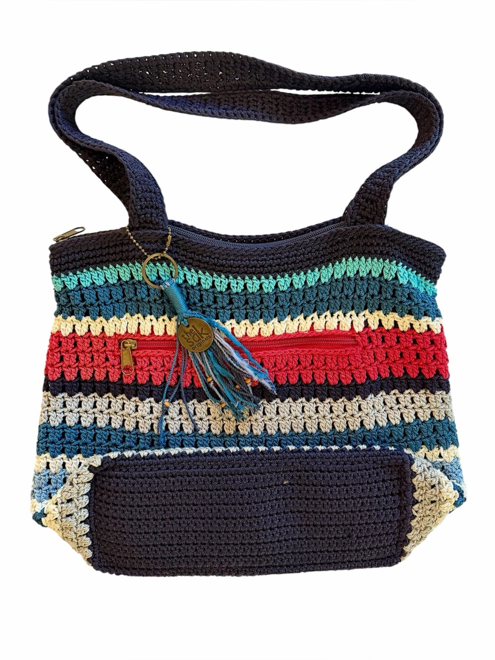 The Sak Amberly Crochet Hobo Bag Red White Blue Nautical 4th of July